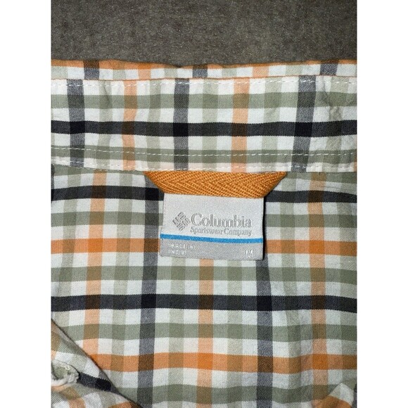 Columbia Men’s Plaid Button Down Shirt Orange Long Sleeve Outdoor M - Picture 3 of 7